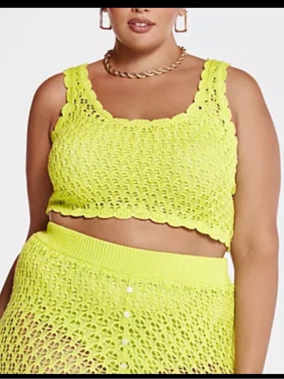 Fashion to Figure Neon Green Crochet Crop Tank